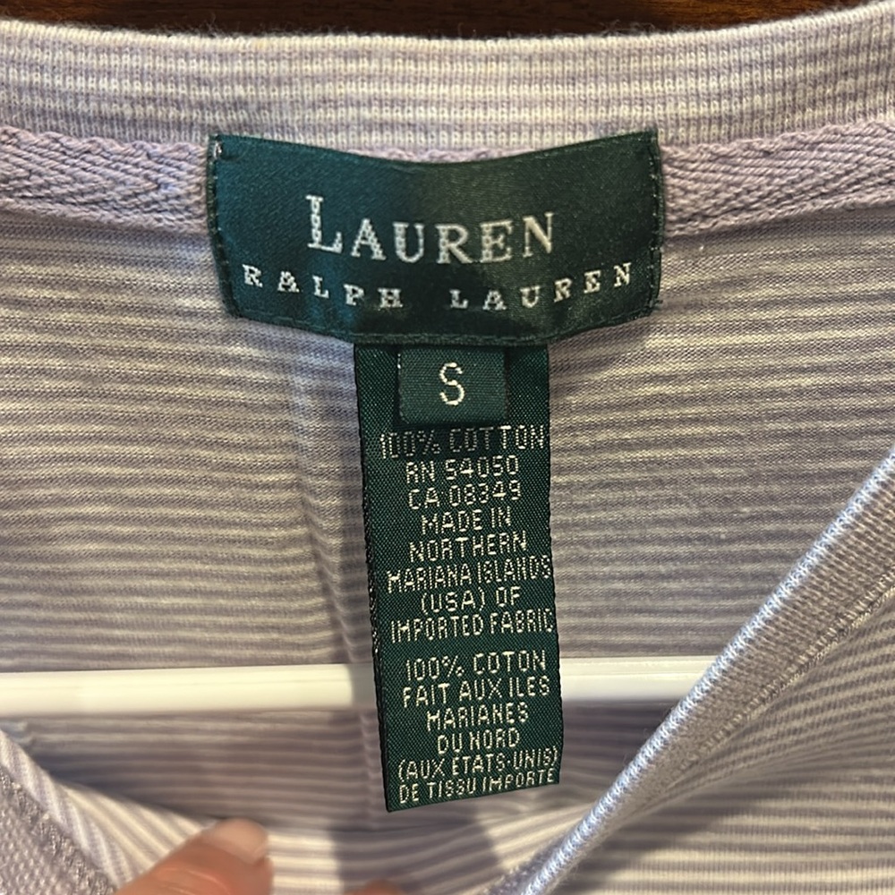 Lauren Ralph Lauren purple/white striped Sleeveless Top, size small, 100% cotton - Picture 3 of 6